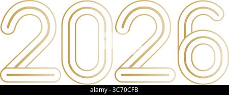 A set of vector golden line numbers 2026 Stock Vector