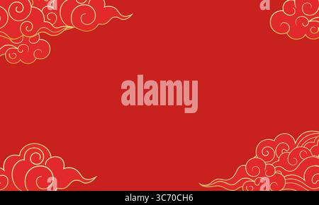 red traditional Chinese auspicious clouds texture background Stock Vector