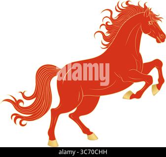Vector pattern of red and golden horses Stock Vector