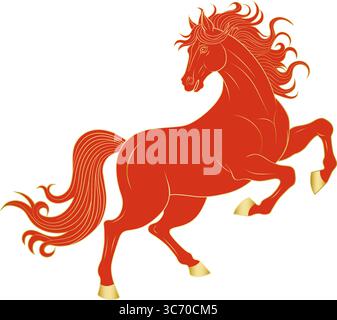 Vector pattern of red and golden horses Stock Vector