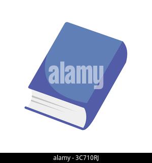 Closed book in cartoon style, blue cover, isolated on white background. Closed book icon. Vector illustration Stock Vector
