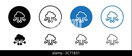 Line icon showing cloud storage and network computing. Stock Vector