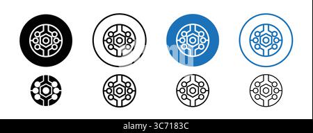 Atom and gear icon representing nanotechnology. Stock Vector