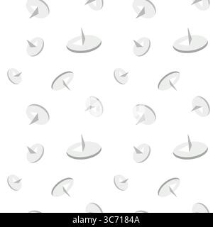 Pushpins seamless pattern on white background. Metal paper buttons. Flat design. Stationery elements texture Stock Vector