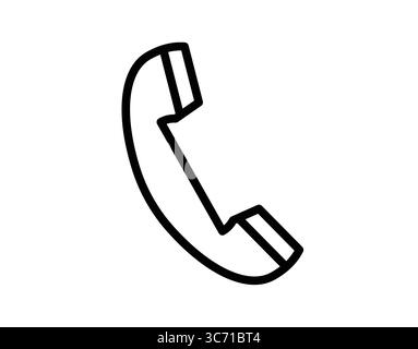 This image features a simple black and white outline of a classic telephone handset. Ideal for topics on communication, technology, and customer servi Stock Vector