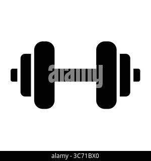This simple black dumbbell icon represents fitness and strength training. Ideal for gym-related projects, it captures an athletic lifestyle and workou Stock Vector