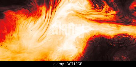 Intense orange and white fluid abstract evokes warmth and energy, ideal for vibrant backgrounds. Stock Photo