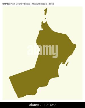 Oman plain country map. Medium Details. Solid style. Shape of Oman. Vector illustration. Stock Vector