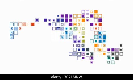 Maryland, shape of the state build of colored cells. Digital style map of Maryland on white background. Large size square blocks. Stock Vector