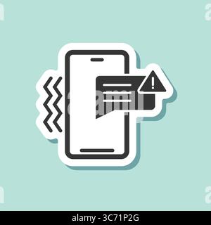 Phone notifications sticker icon in flat style. Smartphone with new notice vector illustration on isolated background. Reminder message sign business Stock Vector