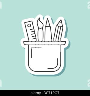 Stationery sticker icon in flat linear stroke style. Office supplies vector illustration on isolated background. Writing sign business concept. Stock Vector