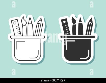 Stationery sticker icon in flat style. Office supplies vector illustration on isolated background. Writing sign business concept. Stock Vector