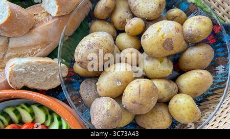 Tray of Canarian-style wrinkled potatoes Stock Photo