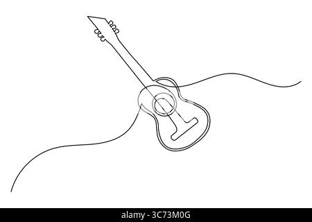 Guitar continuous one line drawing white background Stock Vector Image ...
