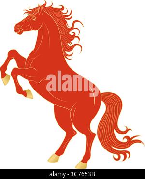 Vector pattern of red and golden horses Stock Vector