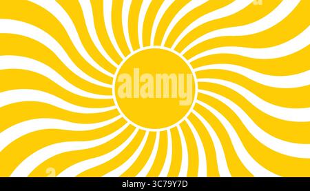 Vintage inspired sunshine card with bold wavy outline. Classic retro shape in bright tones makes a sunny decorative backdrop or joyful highlight. Stock Vector