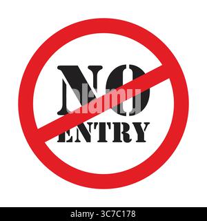 Red No Entry Prohibition Sign Vector Illustration isolated on transparent background Stock Vector