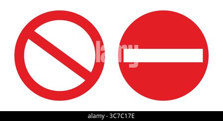 No entry red grunge stamp text on white background,Red No Entry stop sign round icon, Vector Illustration on White Background. Stock Vector