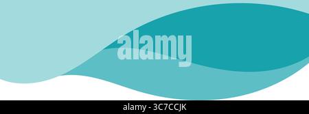 Abstract header template with clean blue and turquoise wave and transparent background. Stylish web banner. Stock vector illustration in flat cartoon Stock Vector