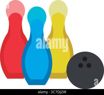 Isolated colored bowling pins toy icon Flat design Vector Stock Vector