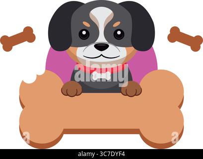 Beagle dog on biscuit sign. Vector Stock Vector