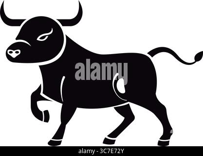 Strong black bull icon. Vector Stock Vector