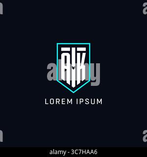 Monogram AK logo shield shape geometric style with simple creative initial logo design vector graphic Stock Vector