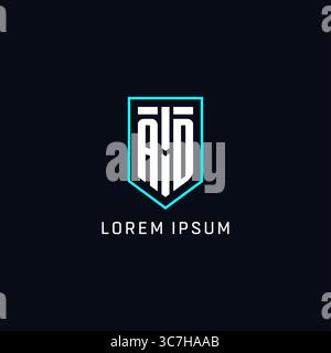 Monogram AD logo shield shape geometric style with simple creative initial logo design vector graphic Stock Vector