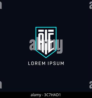 Monogram AE logo shield shape geometric style with simple creative initial logo design vector graphic Stock Vector