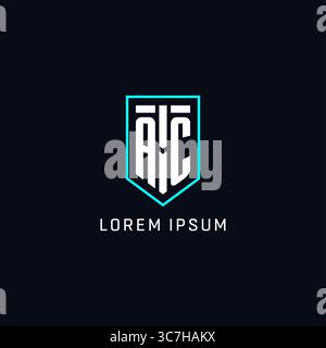Monogram AC logo shield shape geometric style with simple creative initial logo design vector graphic Stock Vector