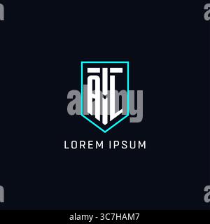 Monogram AL logo shield shape geometric style with simple creative initial logo design vector graphic Stock Vector