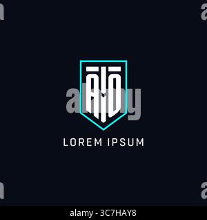 Monogram AO logo shield shape geometric style with simple creative initial logo design vector graphic Stock Vector