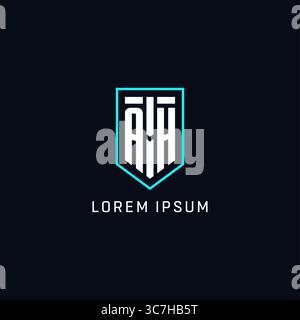 Monogram AH logo shield shape geometric style with simple creative initial logo design vector graphic Stock Vector