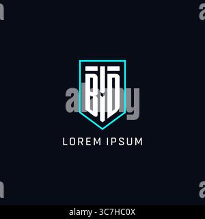 Monogram BD logo shield shape geometric style with simple creative initial logo design vector graphic Stock Vector