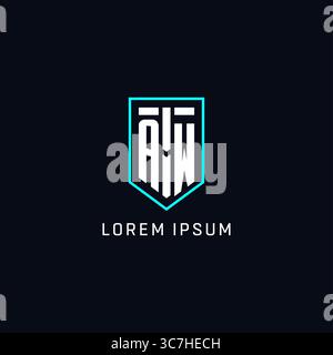 Monogram AW logo shield shape geometric style with simple creative initial logo design vector graphic Stock Vector