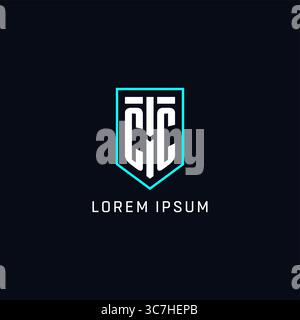Monogram CC logo shield shape geometric style with simple creative initial logo design vector graphic Stock Vector