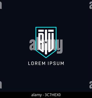 Monogram BU logo shield shape geometric style with simple creative initial logo design vector graphic Stock Vector
