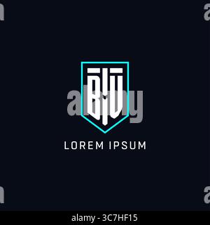 Monogram BV logo shield shape geometric style with simple creative initial logo design vector graphic Stock Vector