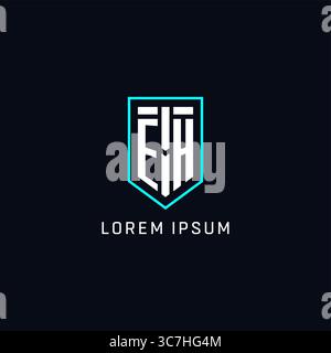 Monogram EH logo shield shape geometric style with simple creative initial logo design vector graphic Stock Vector