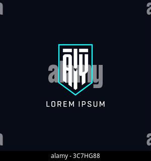 Monogram AY logo shield shape geometric style with simple creative initial logo design vector graphic Stock Vector