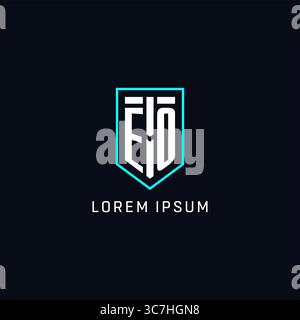 Monogram EO logo shield shape geometric style with simple creative initial logo design vector graphic Stock Vector