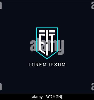 Monogram ET logo shield shape geometric style with simple creative initial logo design vector graphic Stock Vector