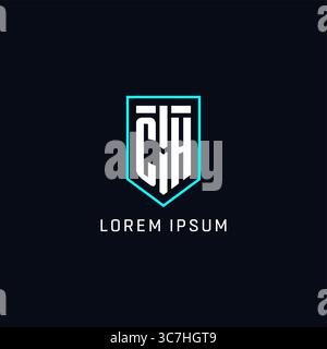 Monogram CH logo shield shape geometric style with simple creative initial logo design vector graphic Stock Vector
