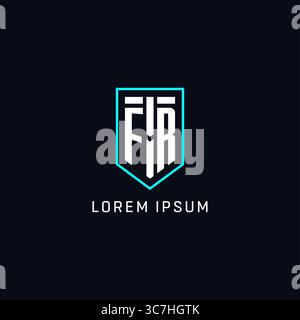 Monogram FR logo shield shape geometric style with simple creative initial logo design vector graphic Stock Vector