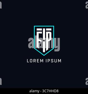 Monogram FP logo shield shape geometric style with simple creative initial logo design vector graphic Stock Vector