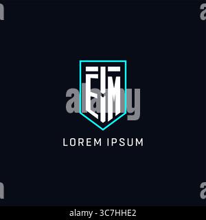 Monogram EM logo shield shape geometric style with simple creative initial logo design vector graphic Stock Vector