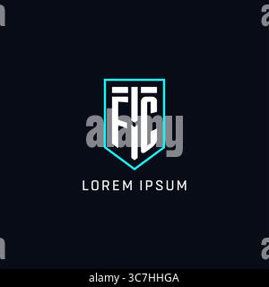 Monogram FC logo shield shape geometric style with simple creative initial logo design vector graphic Stock Vector