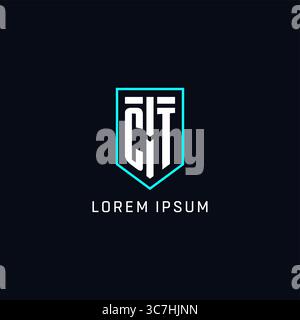 Monogram CT logo shield shape geometric style with simple creative initial logo design vector graphic Stock Vector