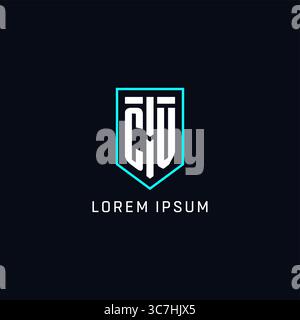 Monogram CV logo shield shape geometric style with simple creative initial logo design vector graphic Stock Vector