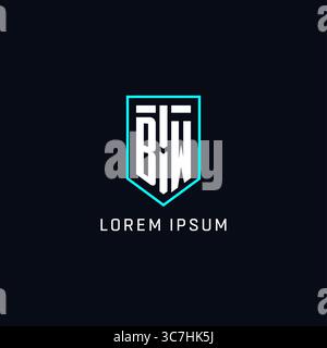 Monogram BW logo shield shape geometric style with simple creative initial logo design vector graphic Stock Vector